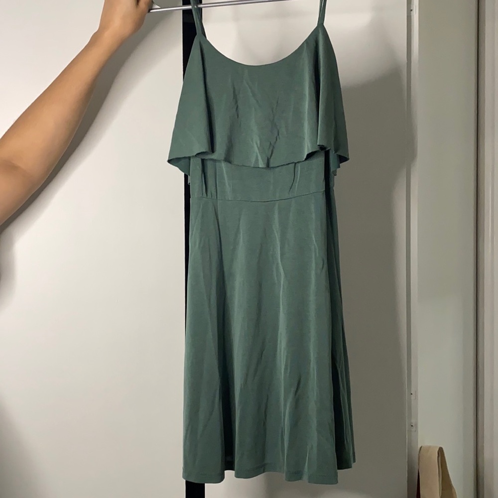 sage green light summer dress.